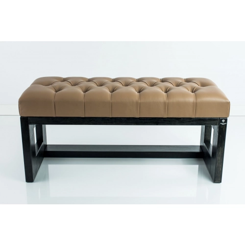 Ławeczka Pufa Pikowana Ekoskóra Cappucino Guzik Kryształ LPP-6 Rozmiary od 50 cm do 200 cm